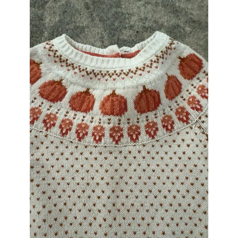 Max Studio Baby Cozy Knit Kids Pumpkin Long Sleeve Sweater Fall Dress Size 2T